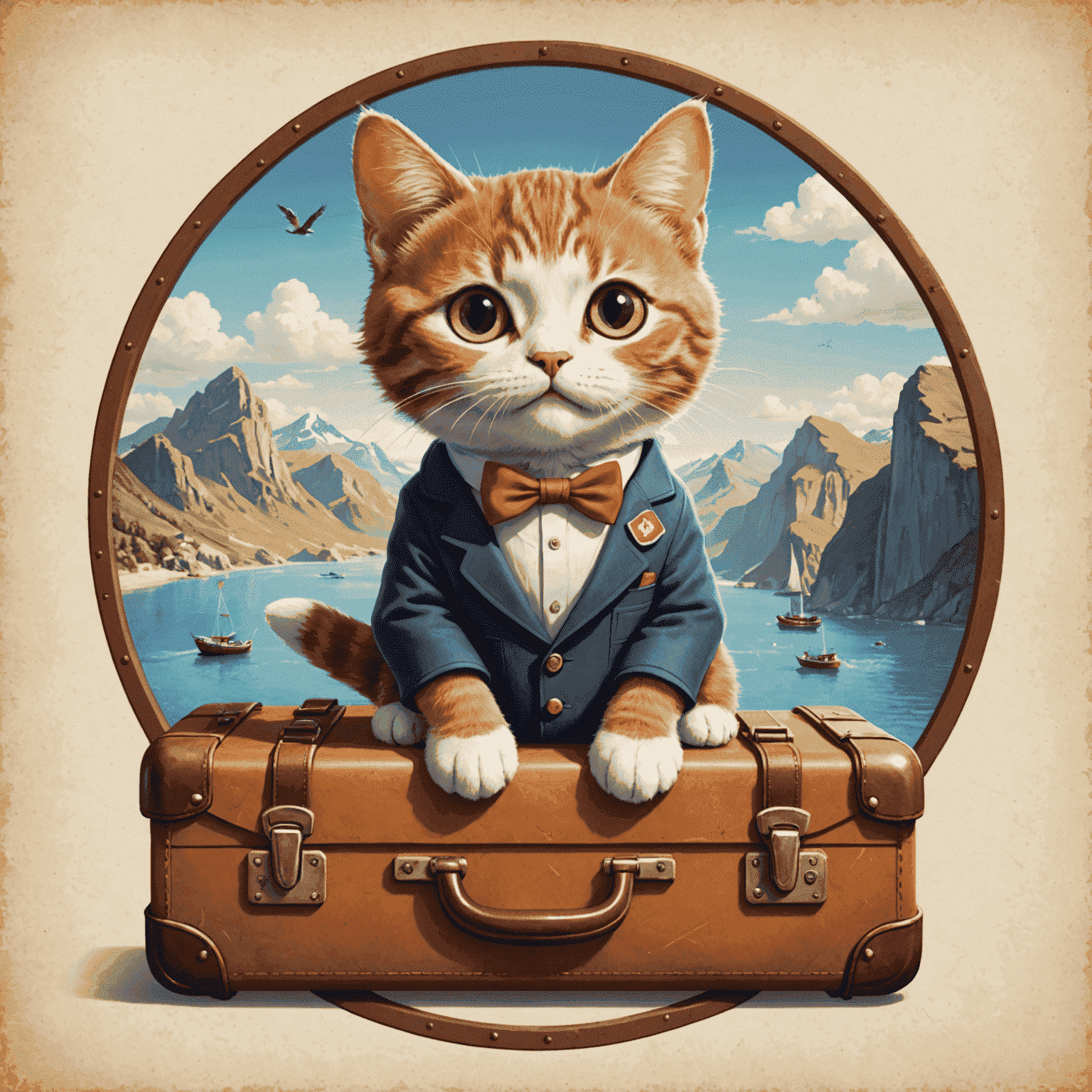 Catslaptolken Travel logo featuring a playful cat with a suitcase