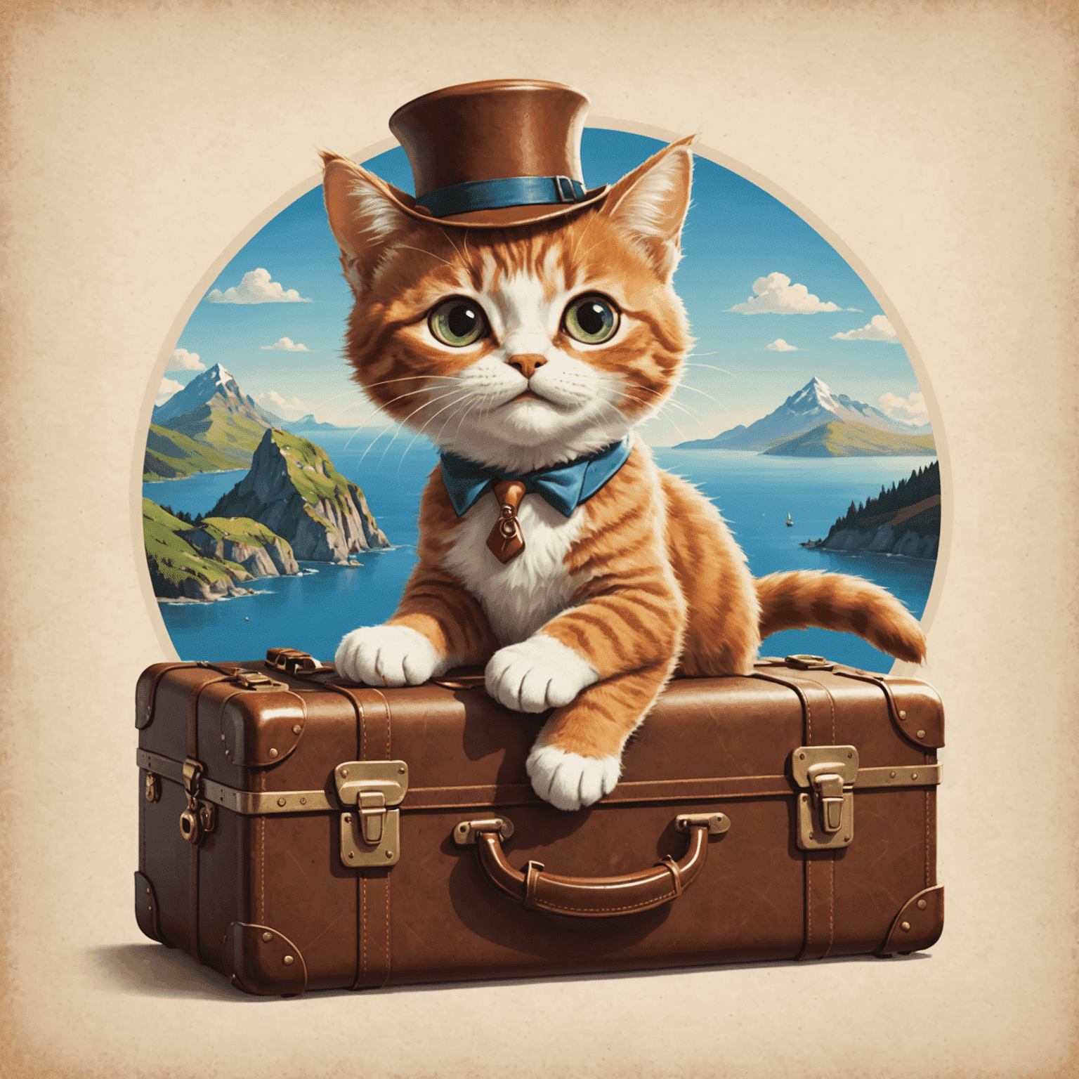 Catslaptolken Travel logo featuring a playful cat with a suitcase