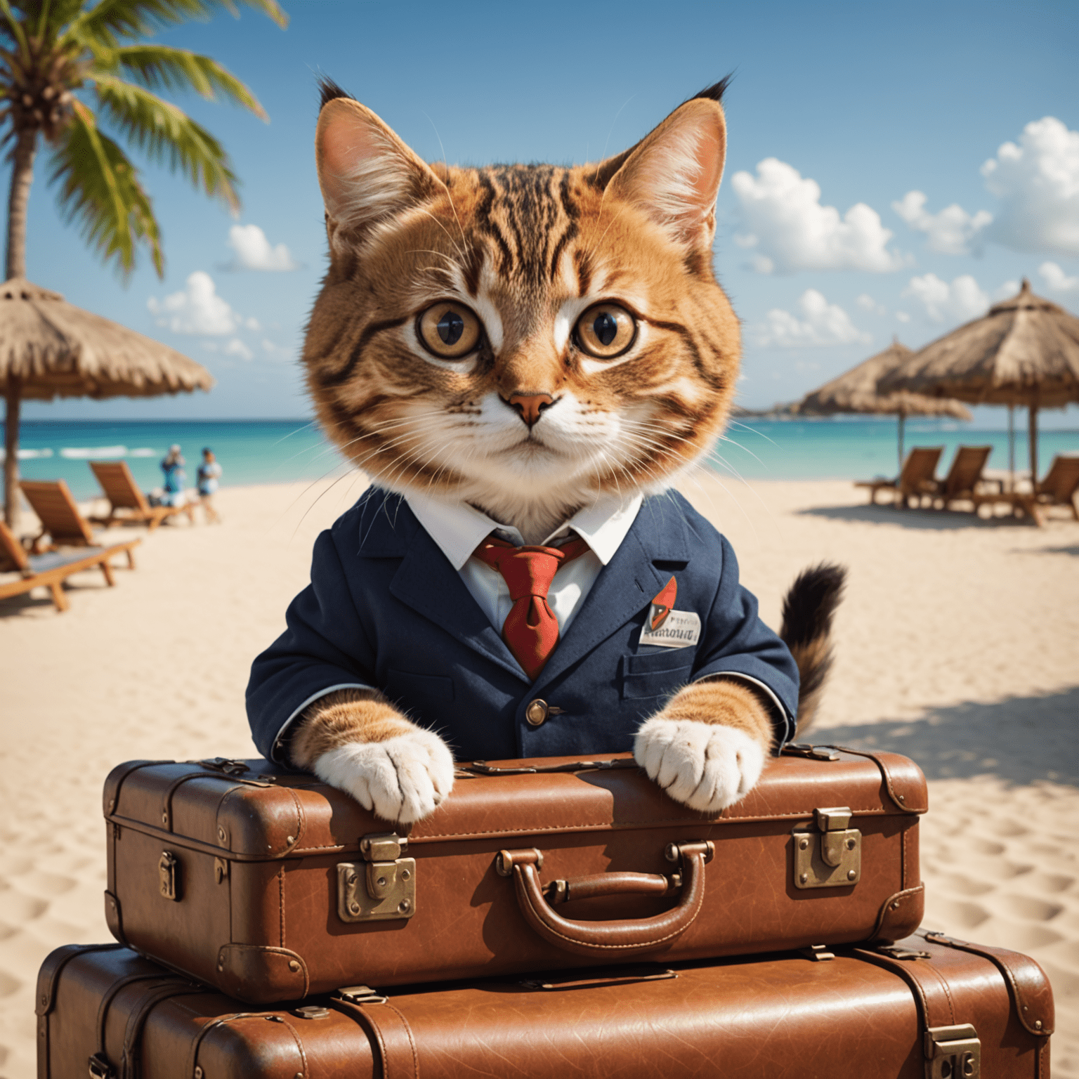 Catslaptolken Travel logo featuring a playful cat with a suitcase