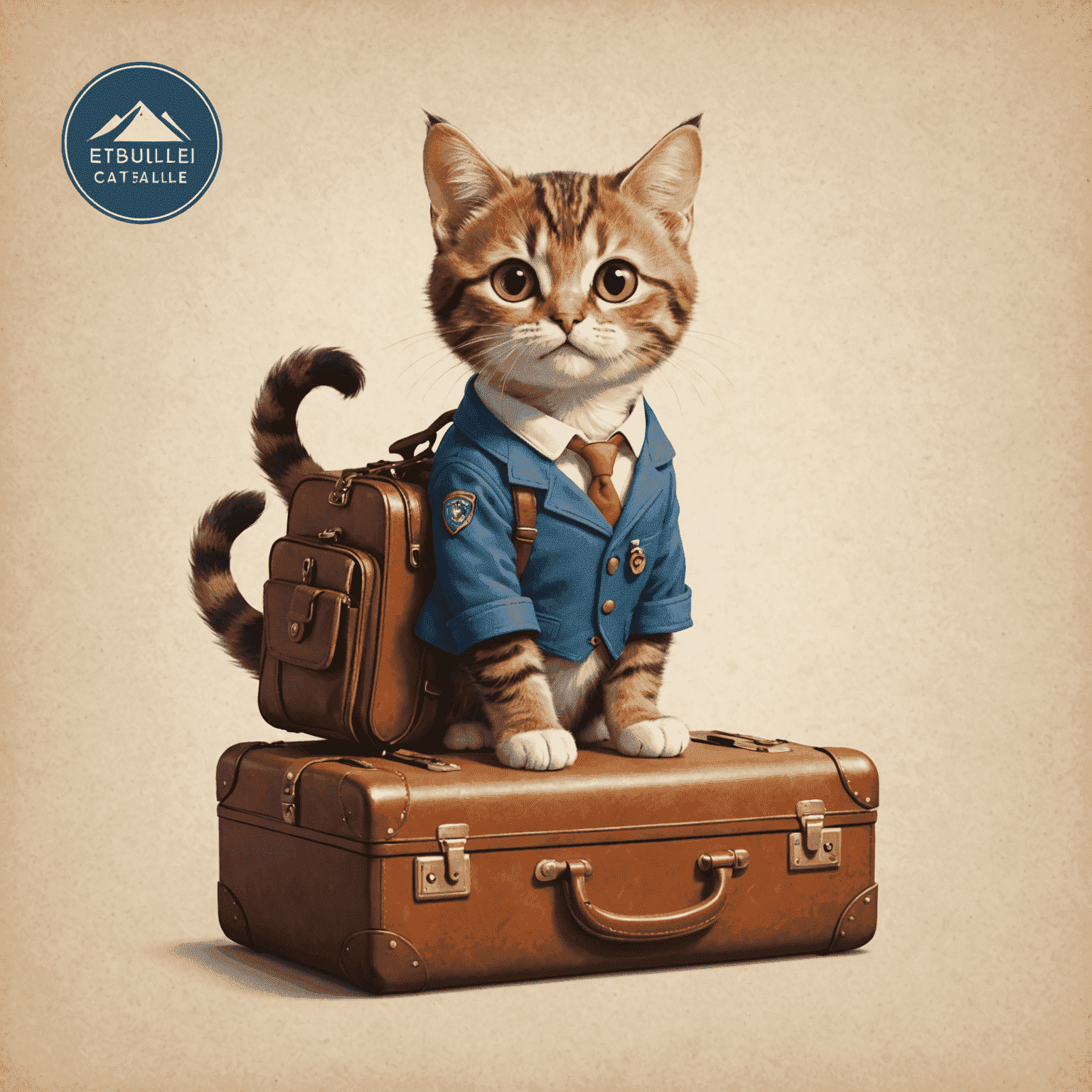 Catslaptolken Travel logo featuring a playful cat with a suitcase