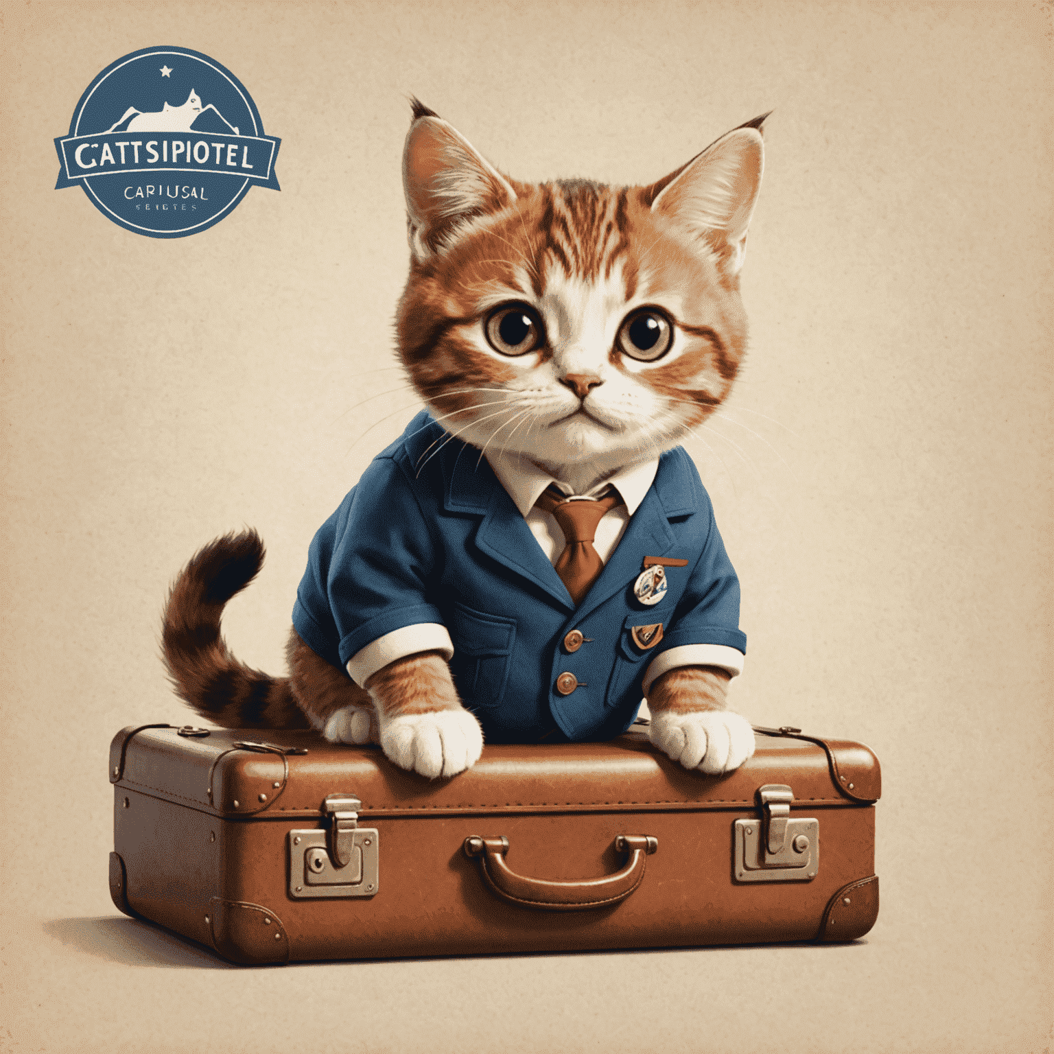 Catslaptolken Travel logo featuring a playful cat with a suitcase